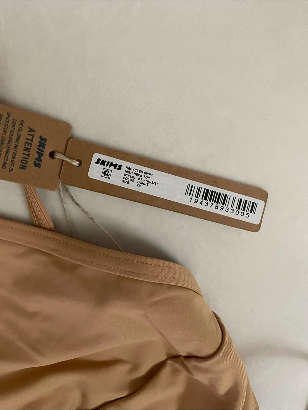 Skims 2pc Bikini Swimsuit NWT High Neck Swim Top & Thong Bottom Ochre Size XS